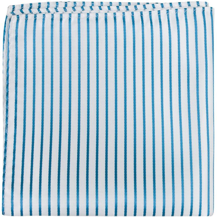 CL24 PS - White with Teal Stripes - Matching Pocket Square - Limited Supply