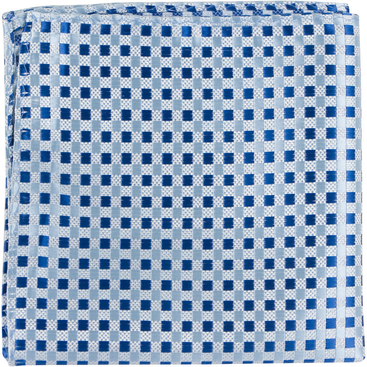 B21 PS - Blue/Silver Gingham - Matching Pocket Square