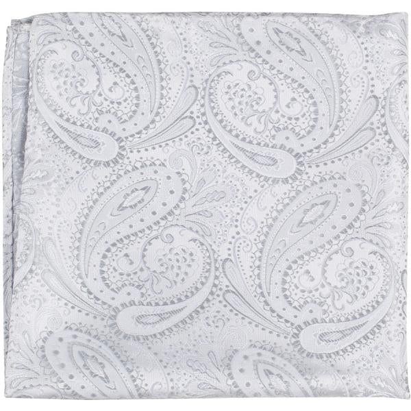 CL80 PS - White/Silver Paisley - Matching Pocket Square - Limited Supply