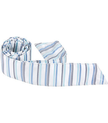 B8 HT - White with Multi Blue Stripe - Matching Hair Tie