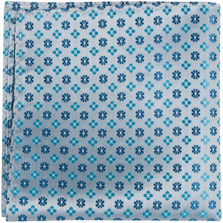 B15 PS - Multi Blue Flowers - Matching Pocket Square
