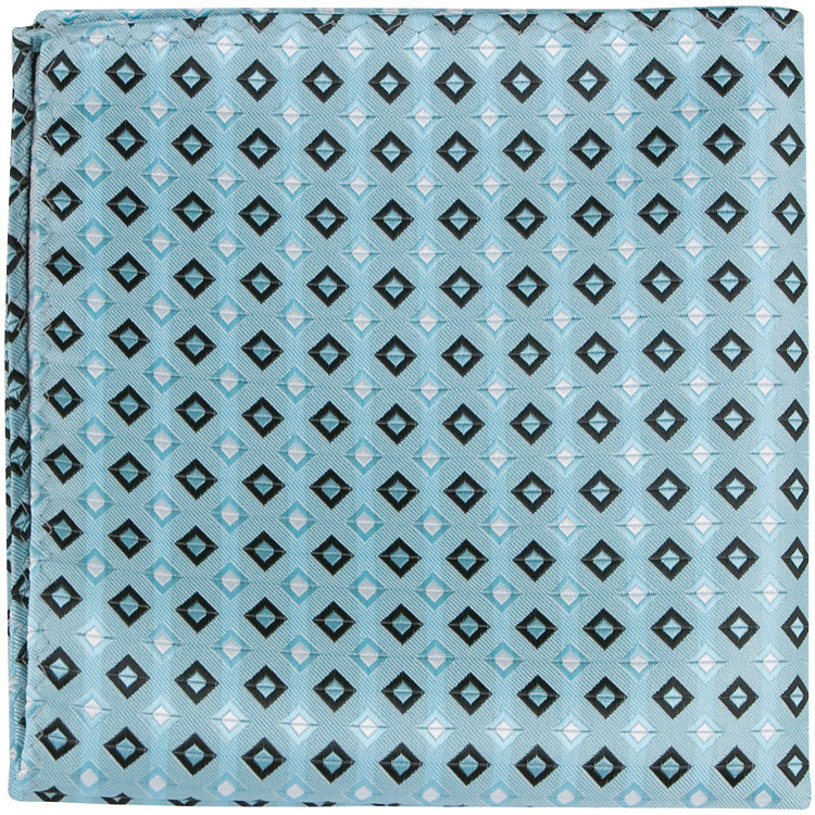 B14 PS - Cyan with Squares - Matching Pocket Square