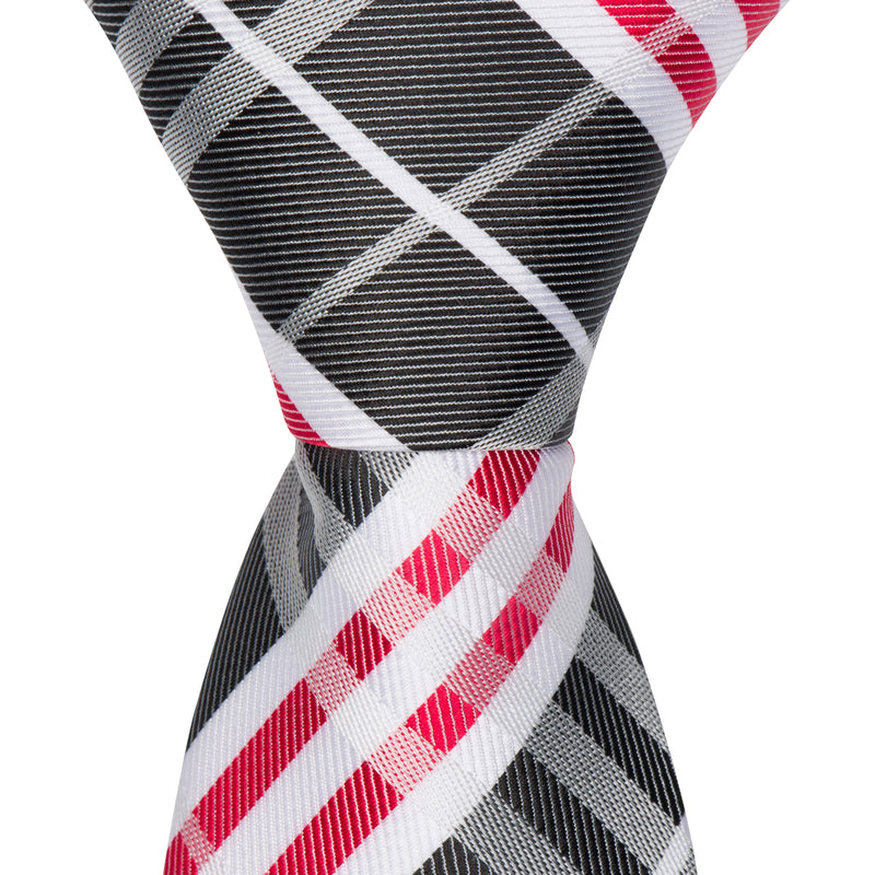 R4 - Red/White/Black Thick Plaid Necktie - Standard Width
