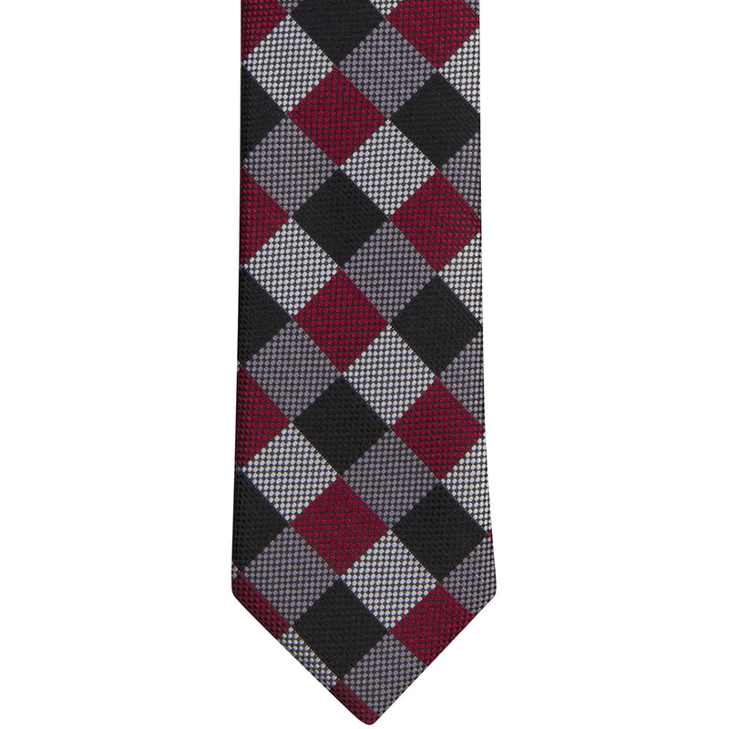 ST24 - Red/Black/Gray Diamond Skinny Tie