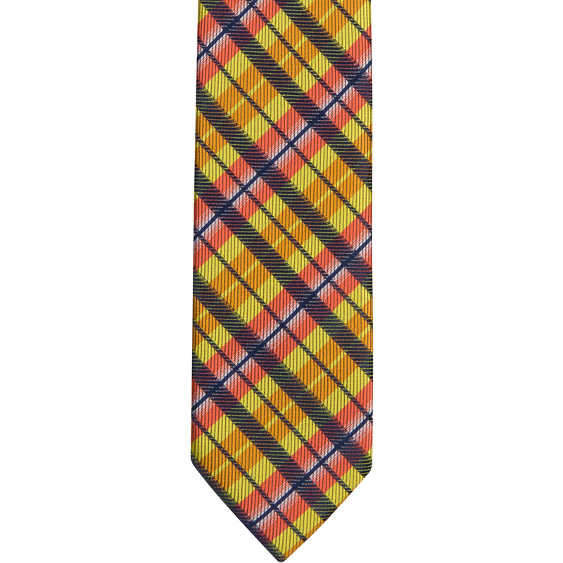 ST28 - Yellow/Orange Plaid Skinny Necktie