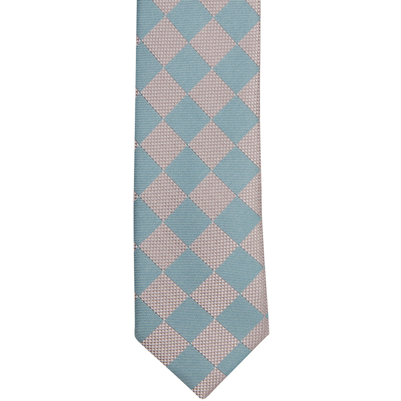 ST29 - Baby Blue/Silver Large Checker Skinny Tie