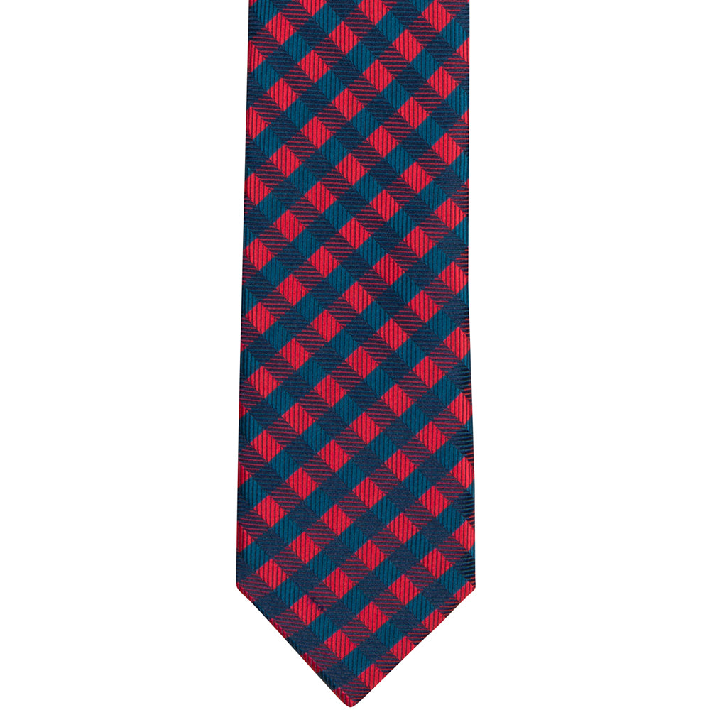 ST34 - Red/Navy Checker Skinny Tie