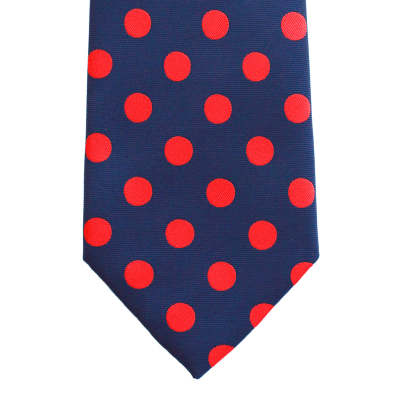WF1 - Navy with Red Polka Dots - Skinny Width