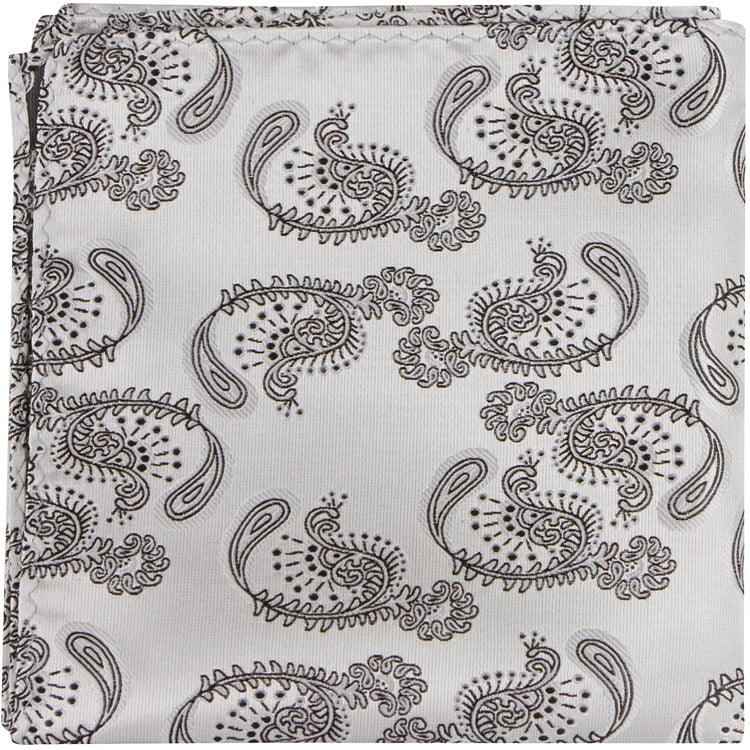 CL82 PS - Silver with Black Paisley - Matching Pocket Square